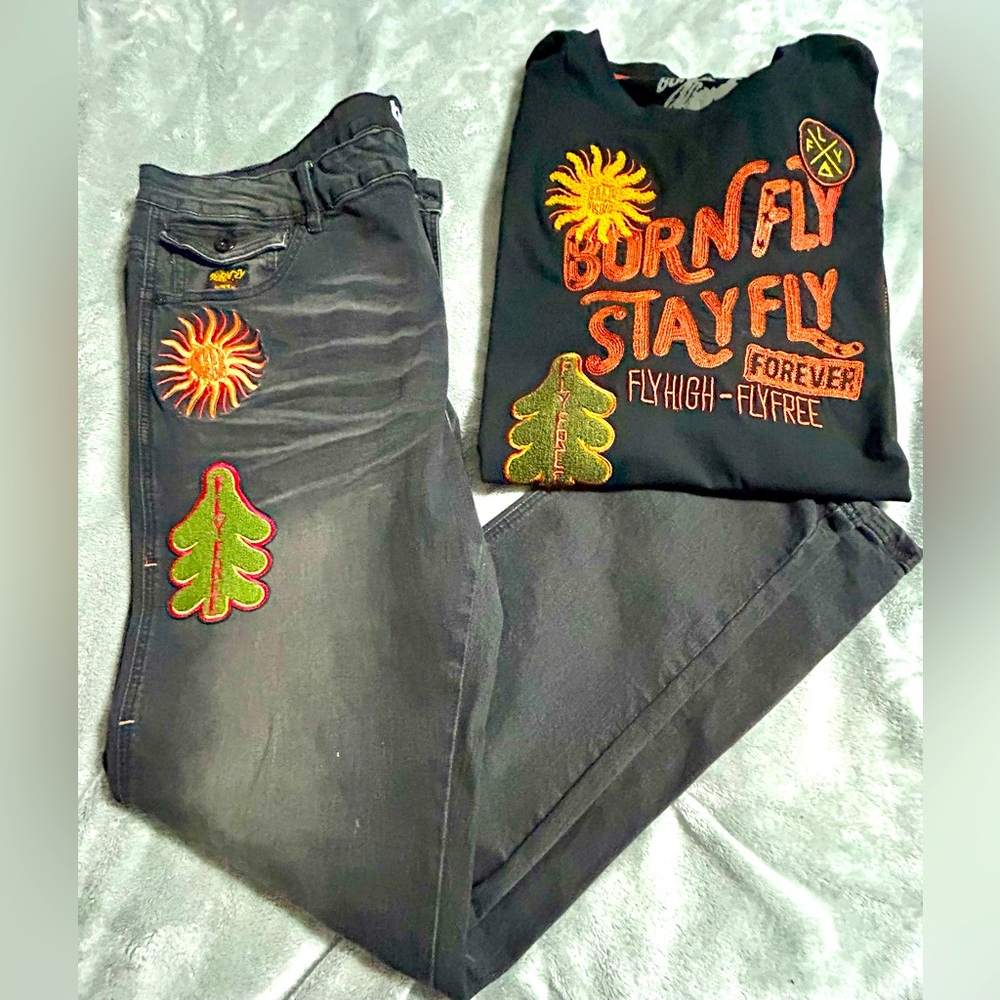 Born Fly Pioneers Slim Fit Denim Jeans, size 40 & Born Fly Ozark’s Tee, Size 3XL